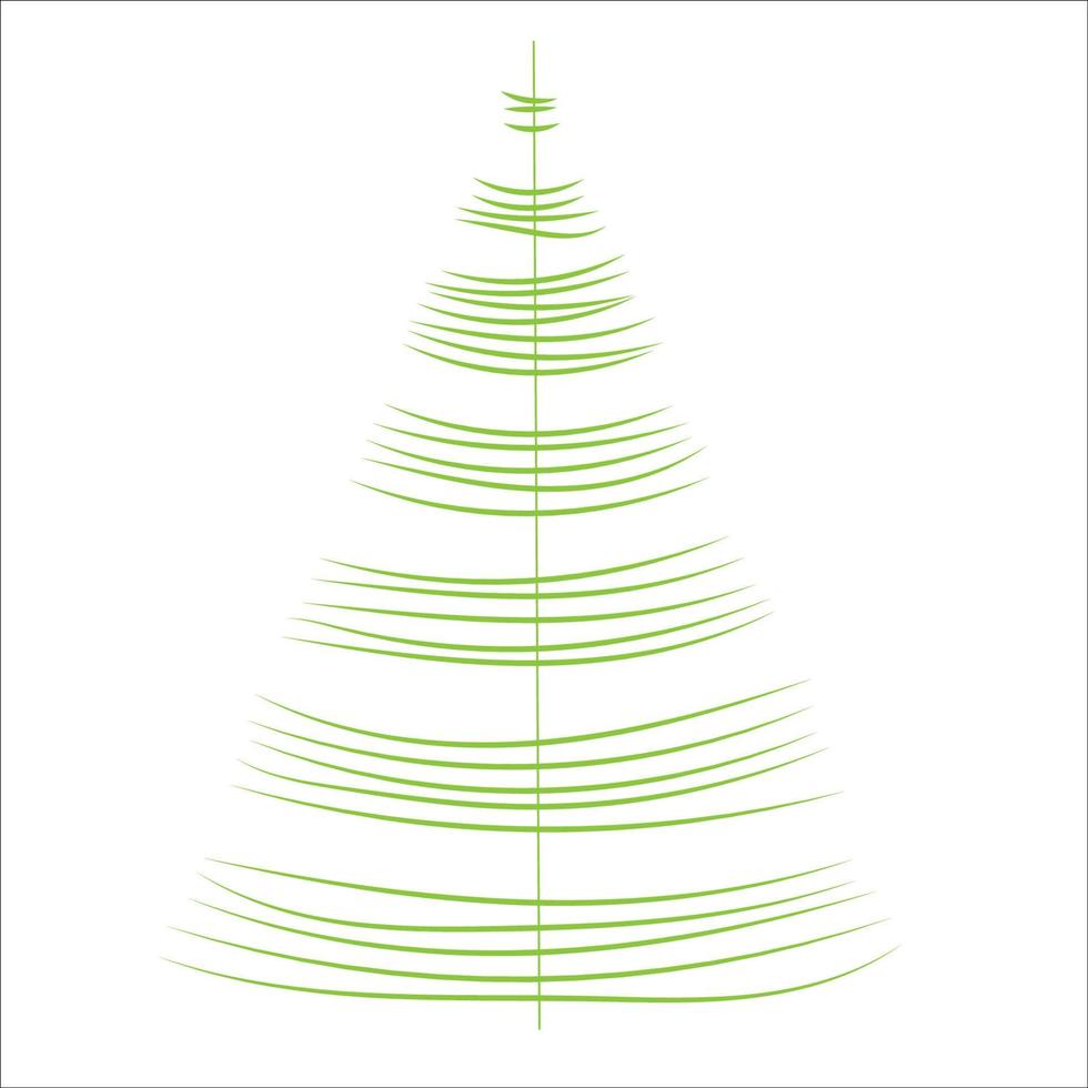 stylized green Christmas tree made of lines vector