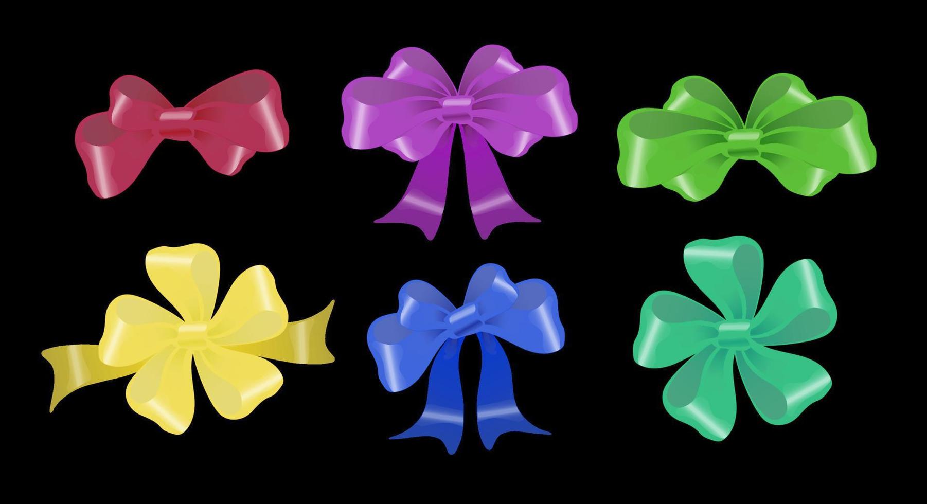 decorative multi-colored bows of various shapes vector