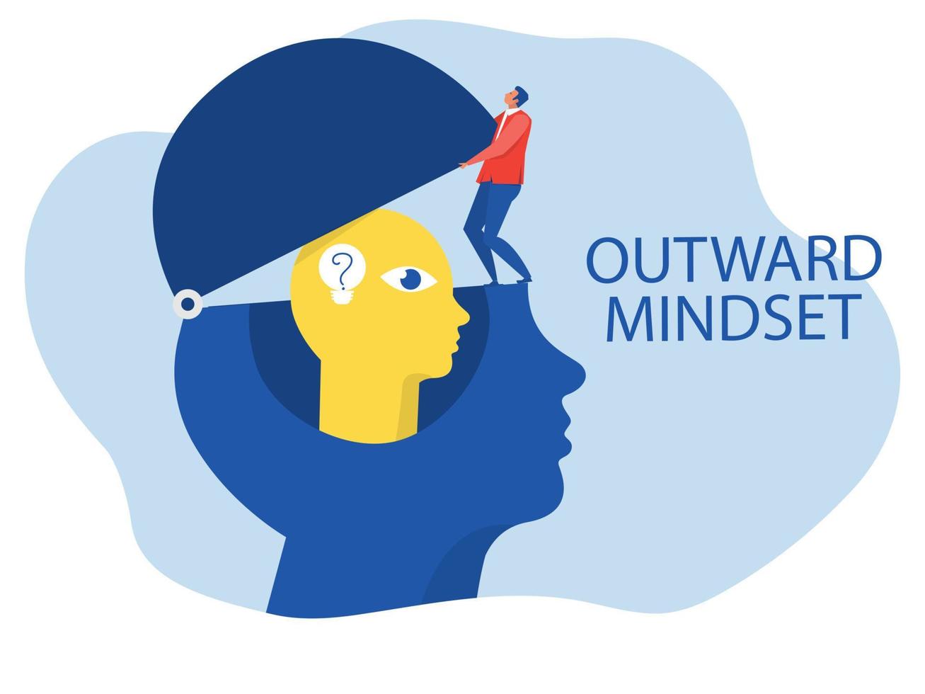 Big head human think outward mindset concept flat vector illustrator