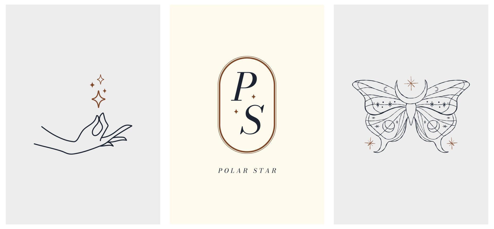 logotipos de plantilla de manos lineales de diseño vectorial vector