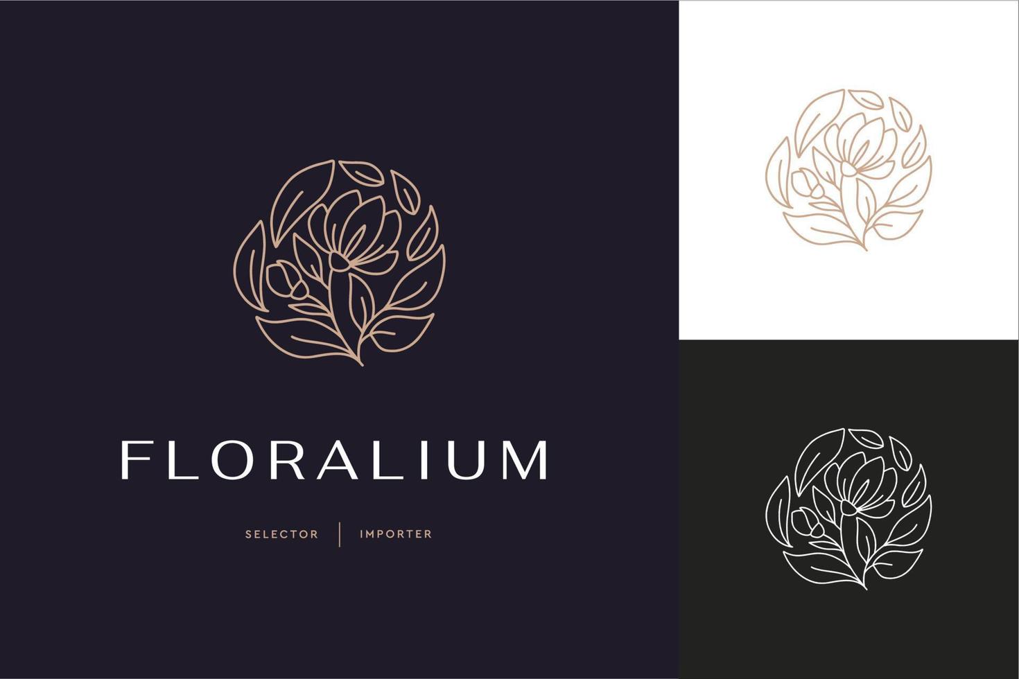 Vector abstract logo design template in trendy linear minimal style - flower - abstract symbol for cosmetics and packaging, jewellery, hand crafted or beauty products