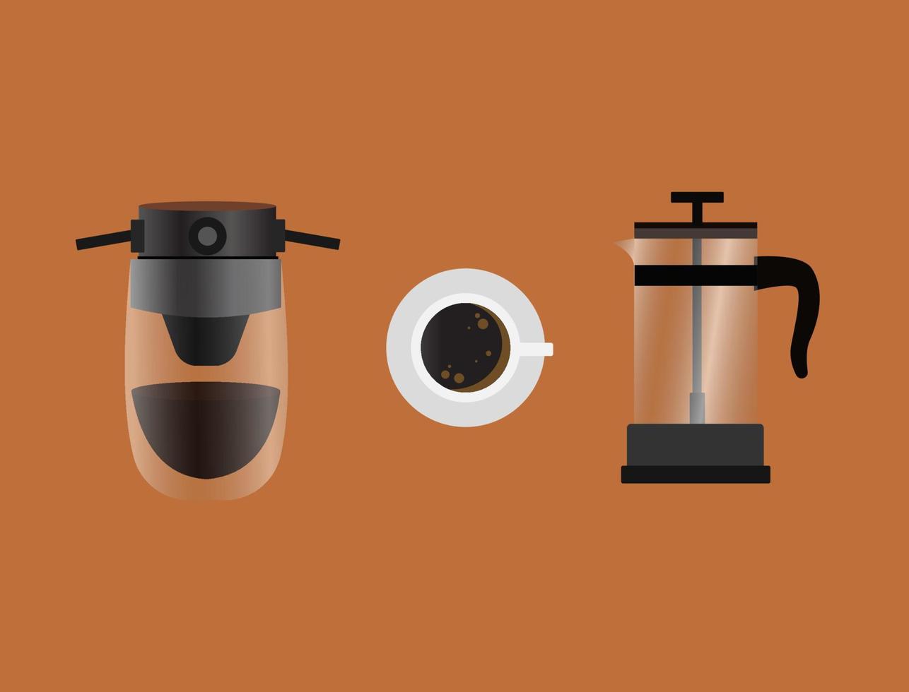 diseño moderno de filtro de café, ilustración de diseño plano para alimentos y bebidas, café en una taza, café americano vector