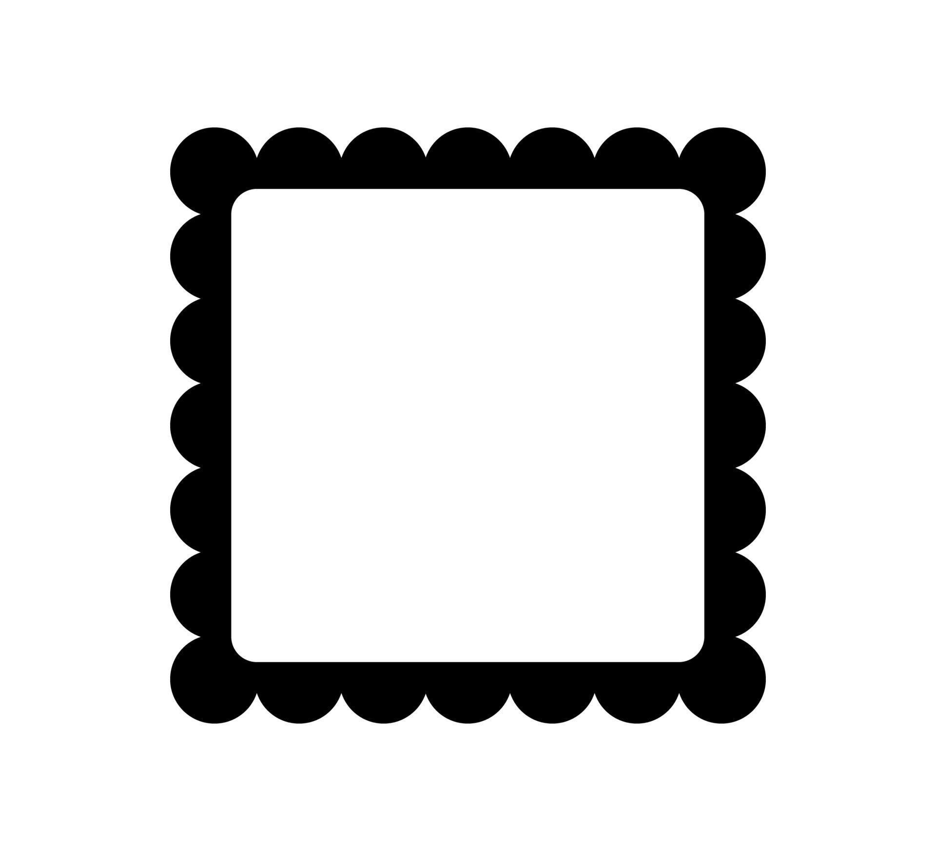 Square scalloped frame. Scalloped edge rectangle shape. Simple label