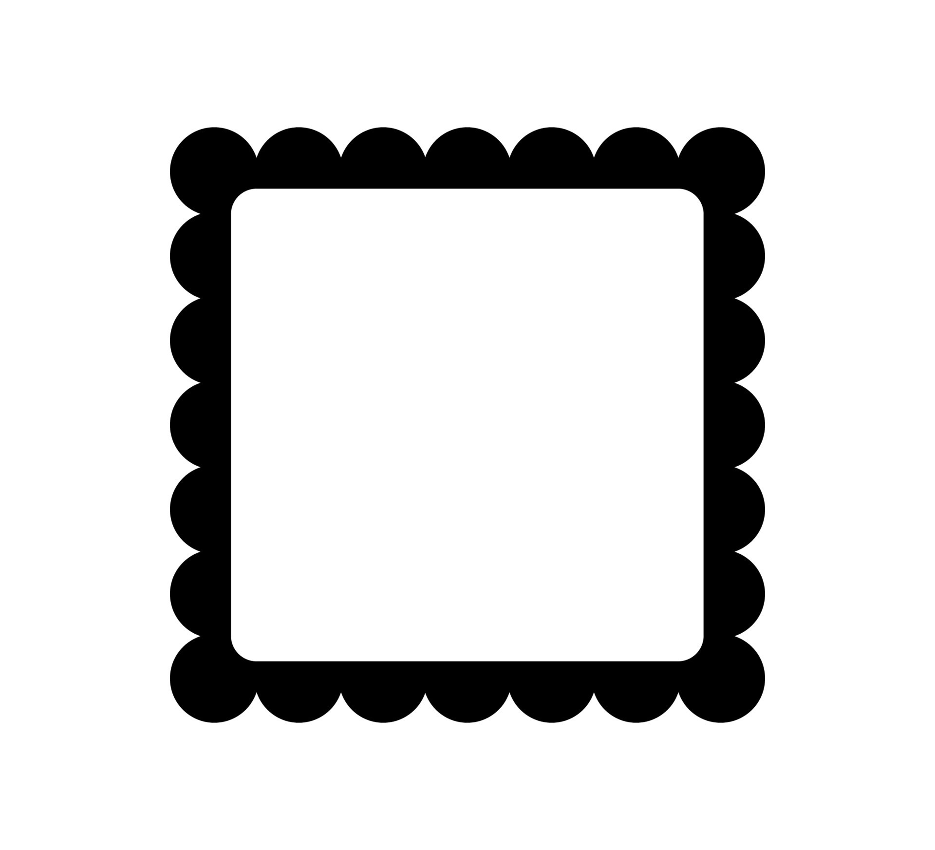 Square scalloped frame. Scalloped edge rectangle shape. Simple label