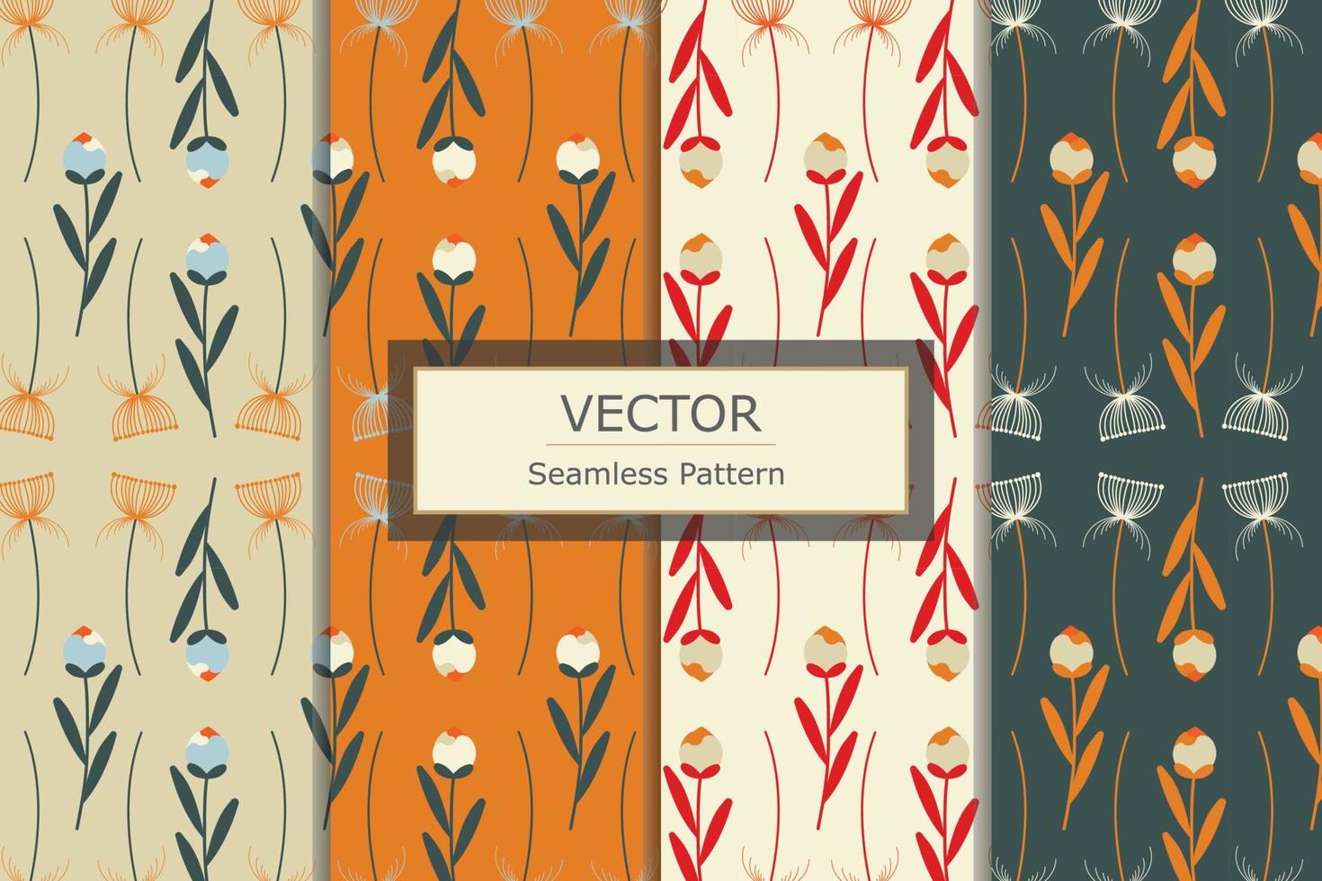 Vintage tulip blooming and wishing flower color variation background seamless repeat pattern design vector