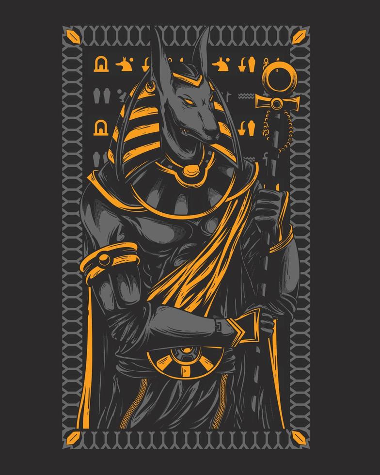 ilustración vectorial que representa al muy elegante y feroz rey anubis vector