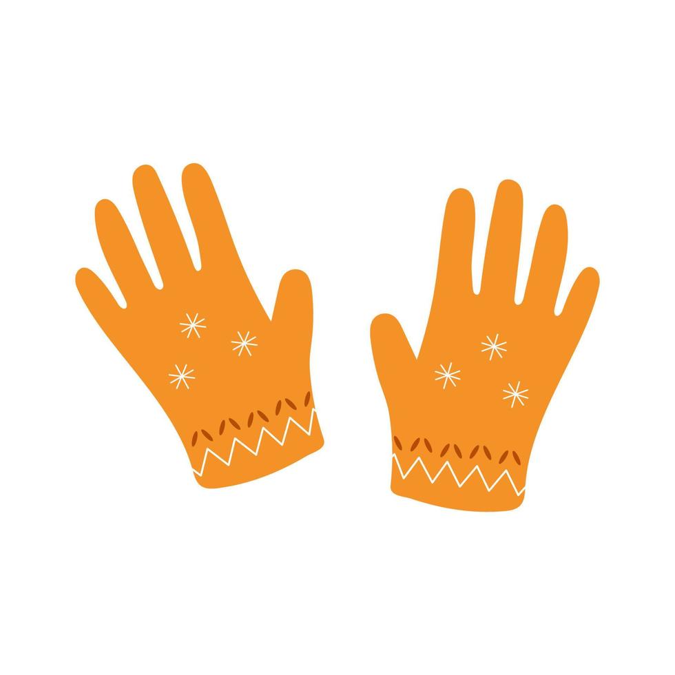 Winter gloves. Hand drawn accessory with pattern isolated on white background. Vector illustration