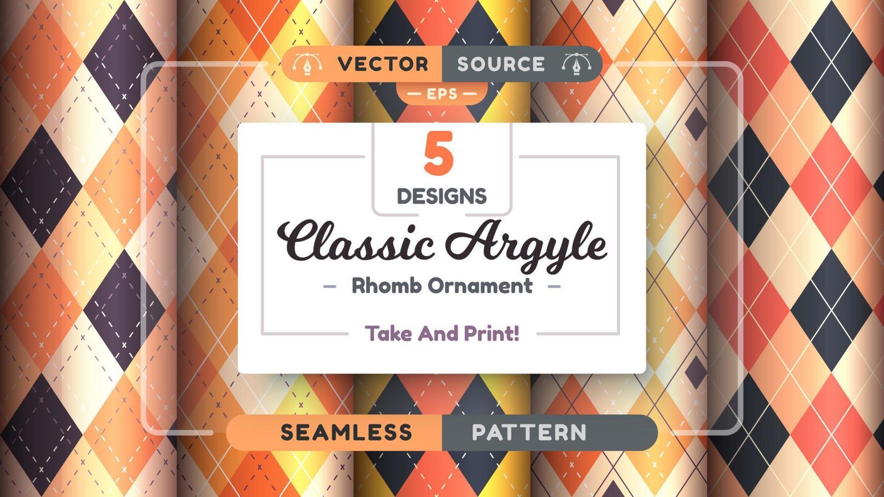 Halloween Argyle seamless patterns, square background, textile texture, rhomb scottish fabric. vector