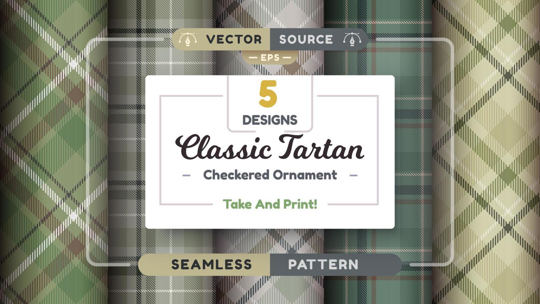 Military tartan seamless patterns, merry christmas texture, checkered scottish fabric vector