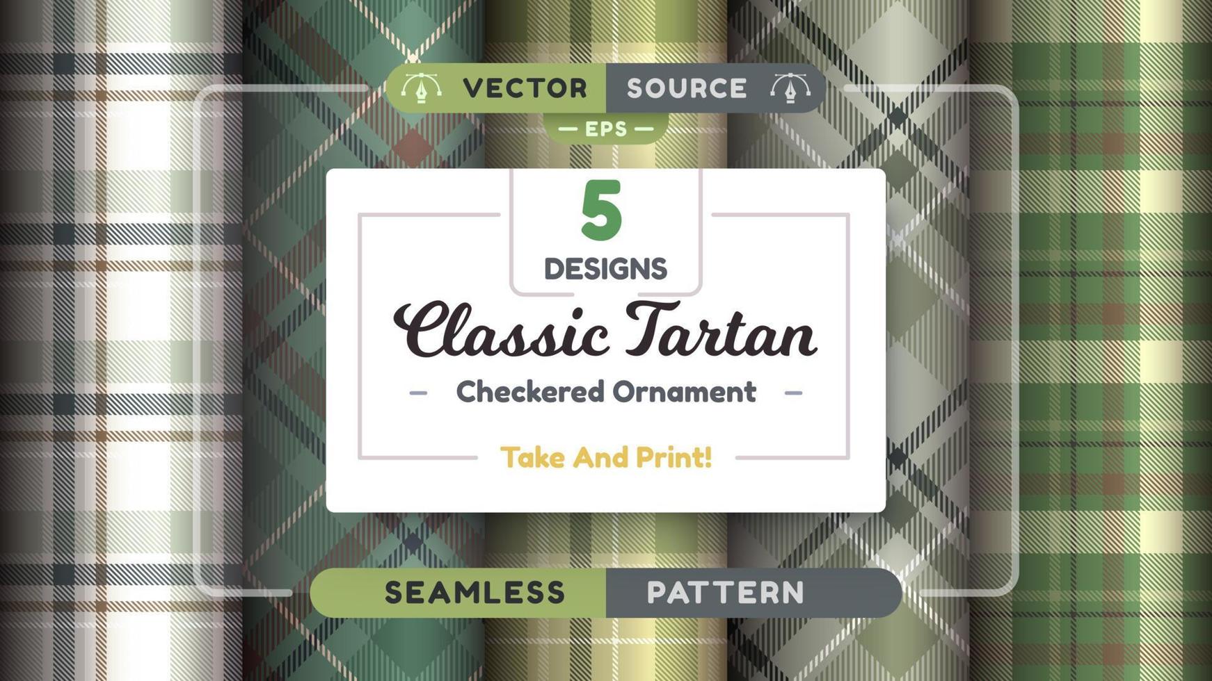 Military tartan seamless patterns, merry christmas texture, checkered scottish fabric. vector