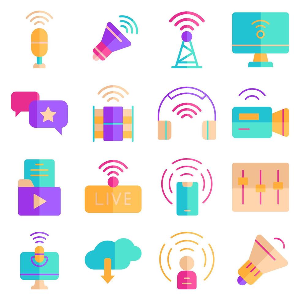 PODCAST ICON WITH COLOR STICKER vector