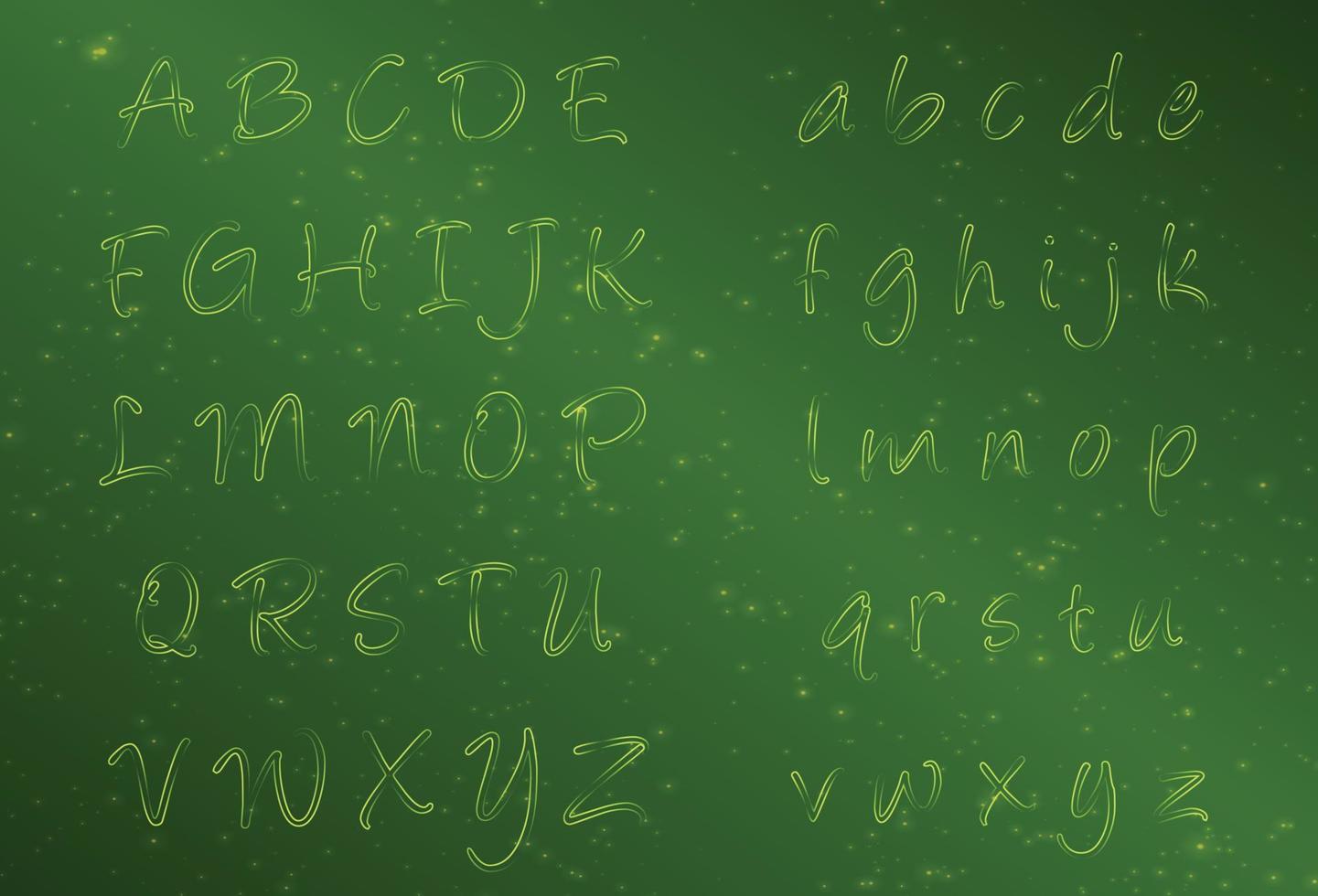 Green neon light character set with austro background vector