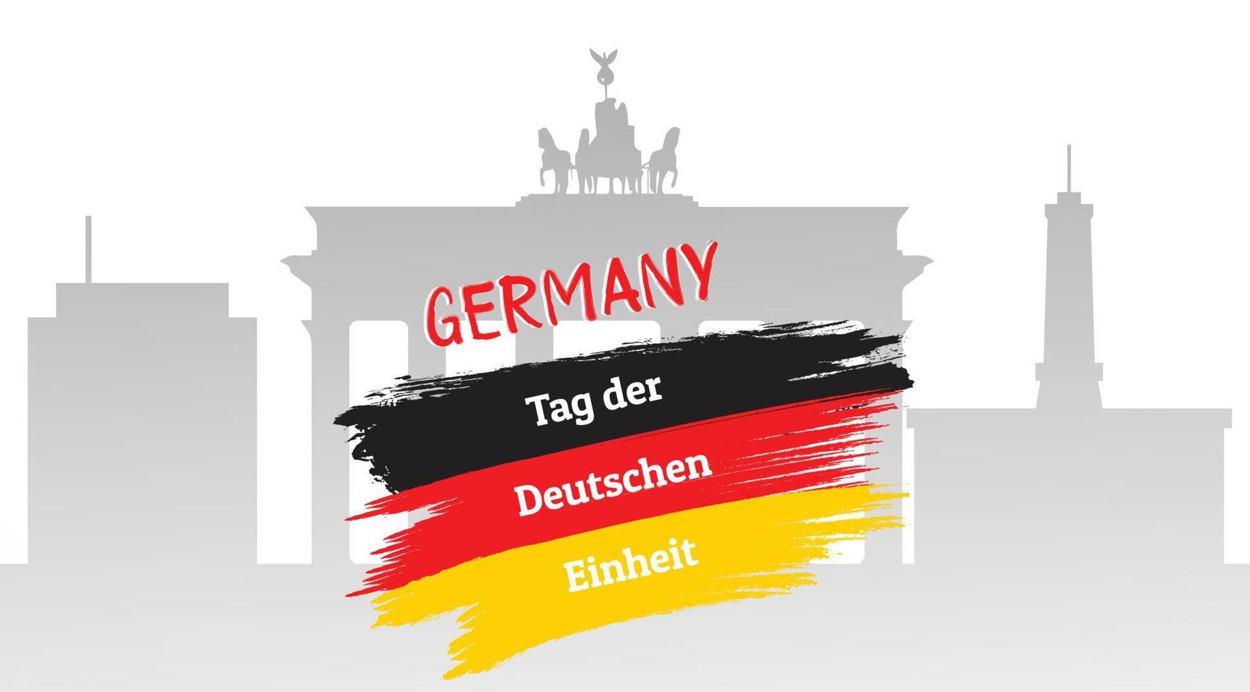 tag der deutschen einheit banner con fondo de berlín vector