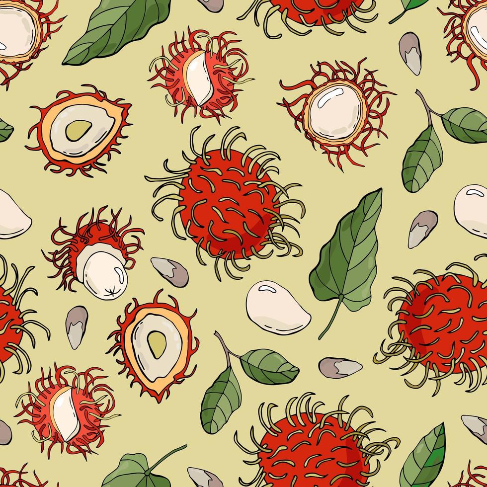 Seamless pattern with rambutans. Design for fabric, textile, wallpaper, packaging. vector