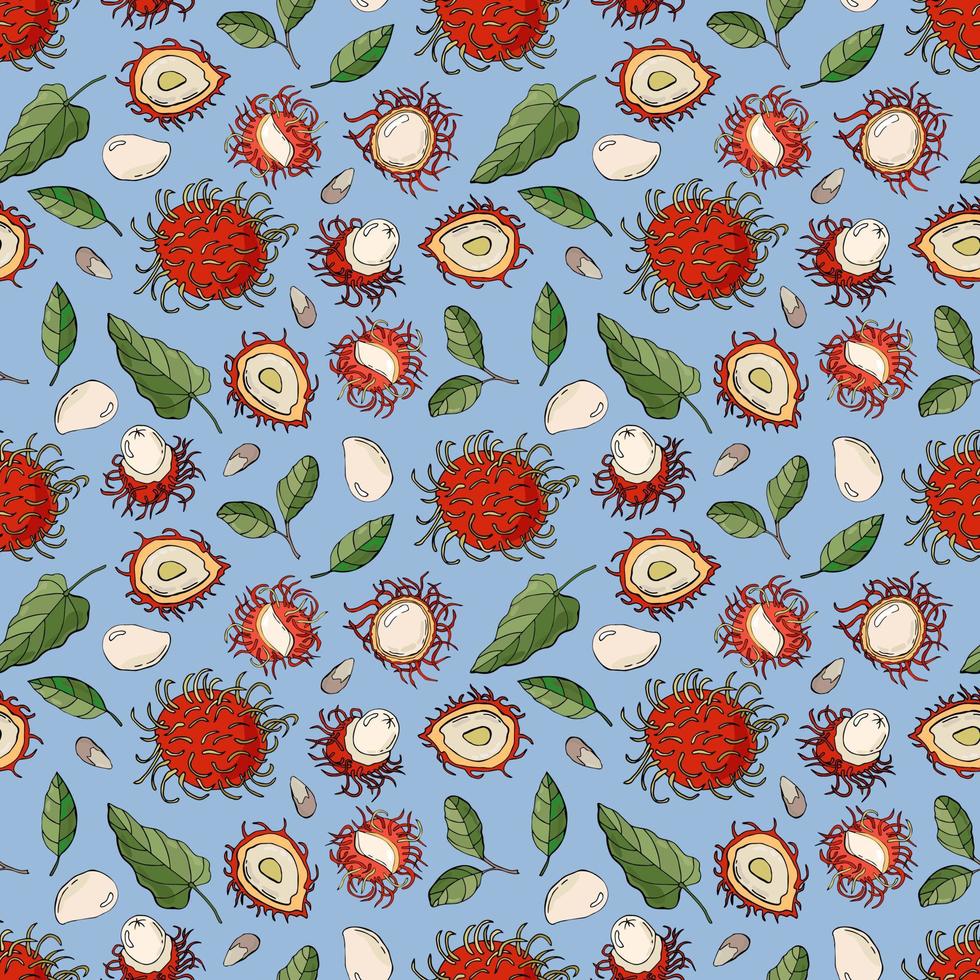 Seamless pattern with rambutans. Design for fabric, textile, wallpaper, packaging. vector