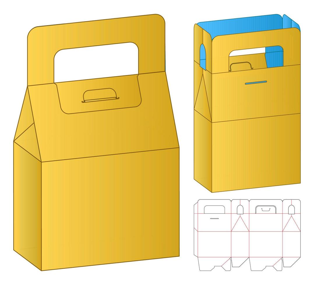 diseño de plantilla troquelada de embalaje de caja. Maqueta 3d vector