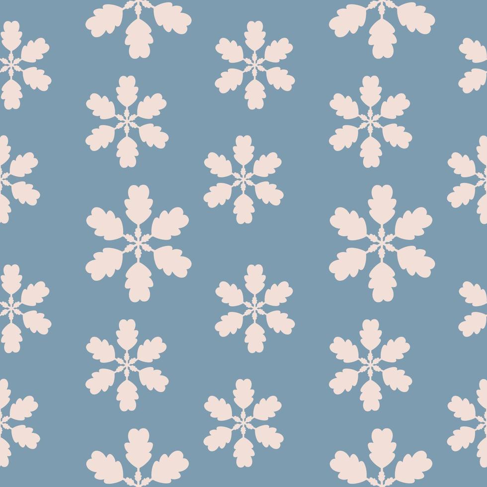 Seamless pattern with different snowflakes. Snow on a blue background. Vector illustration in flat style