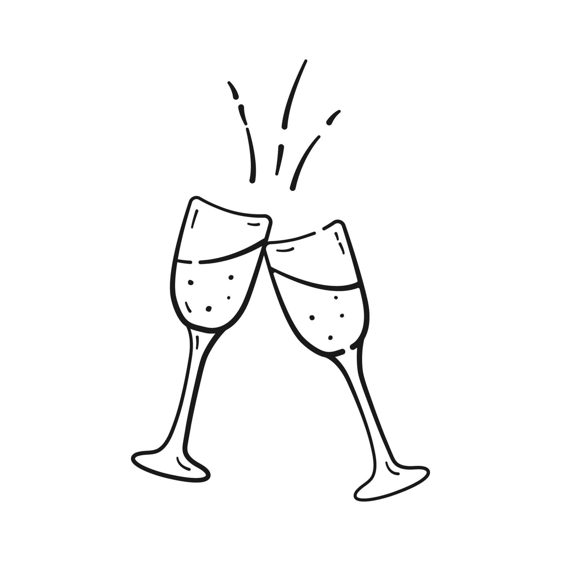 bril van Champagne in tekening stijl. twee bril met Champagne en