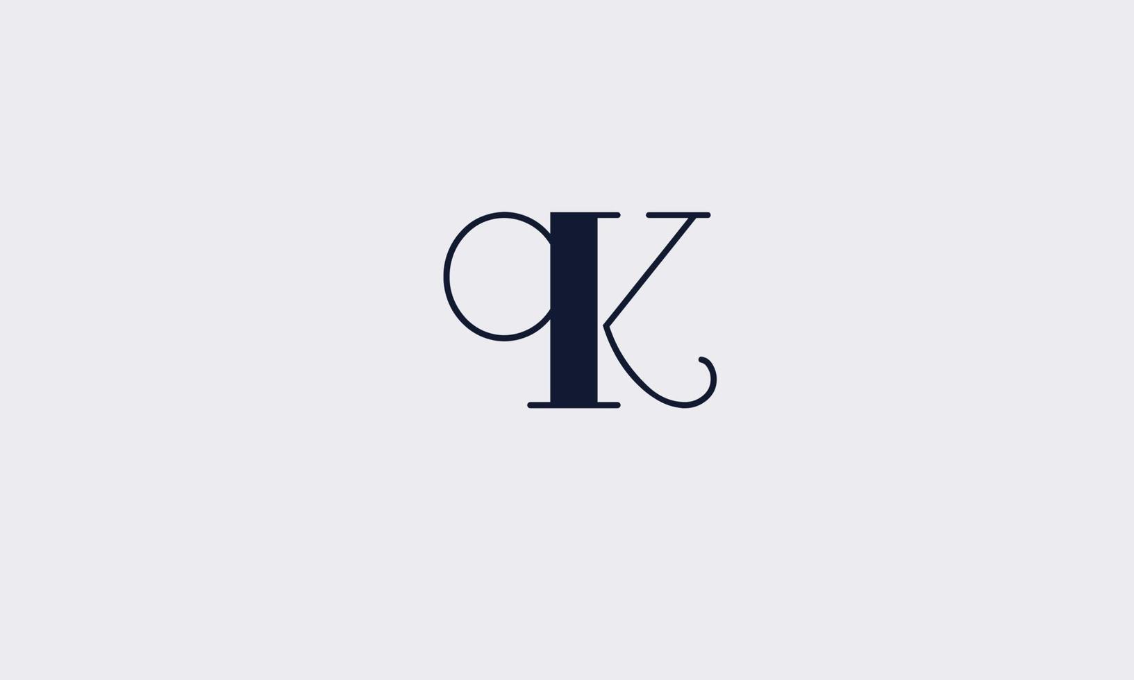 Alphabet letters Initials Monogram logo QK, KQ, Q and K vector