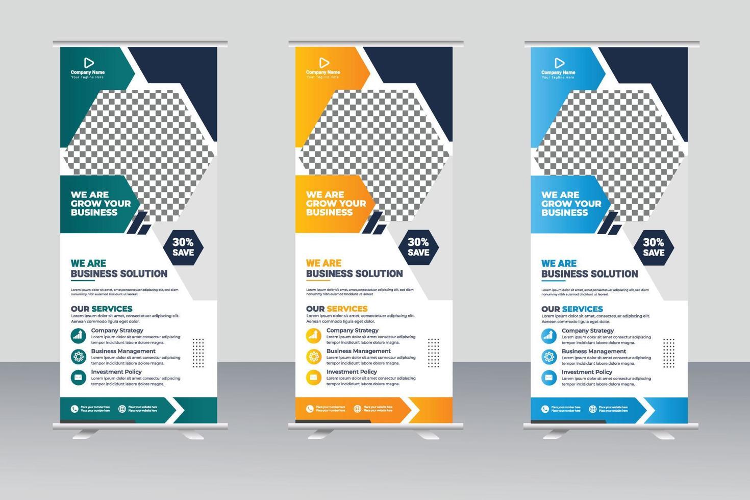 Corporate roll up banner design template vector