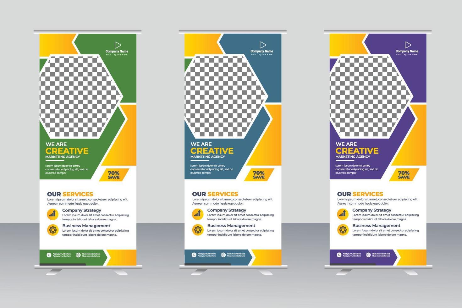 Corporate roll up banner design template vector