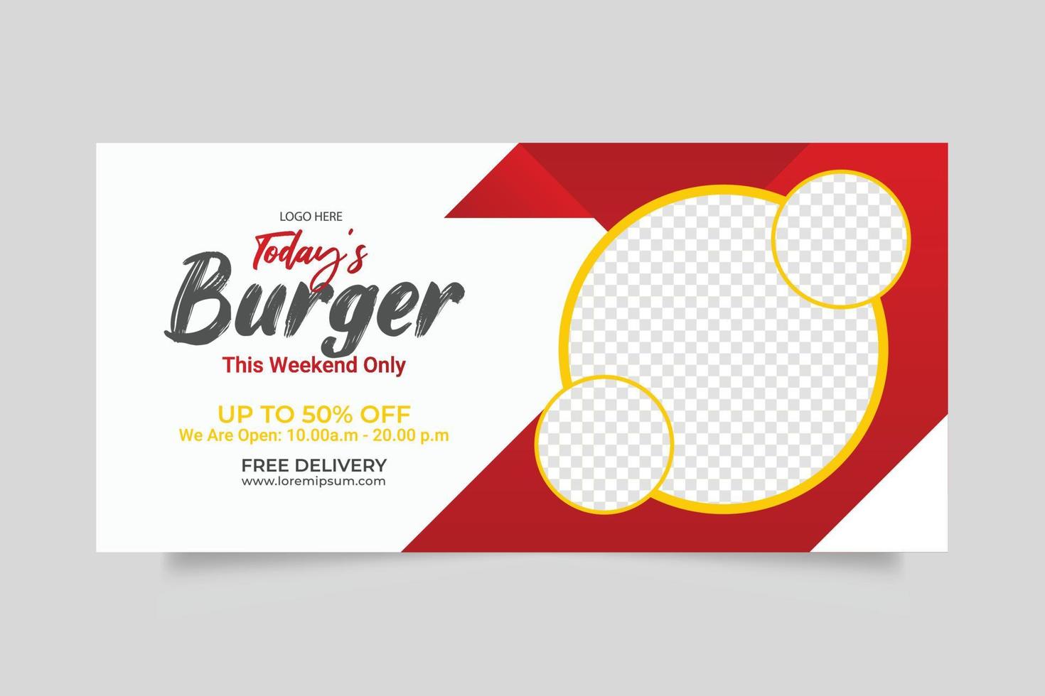 Luxury delicious food menu web banner template design vector