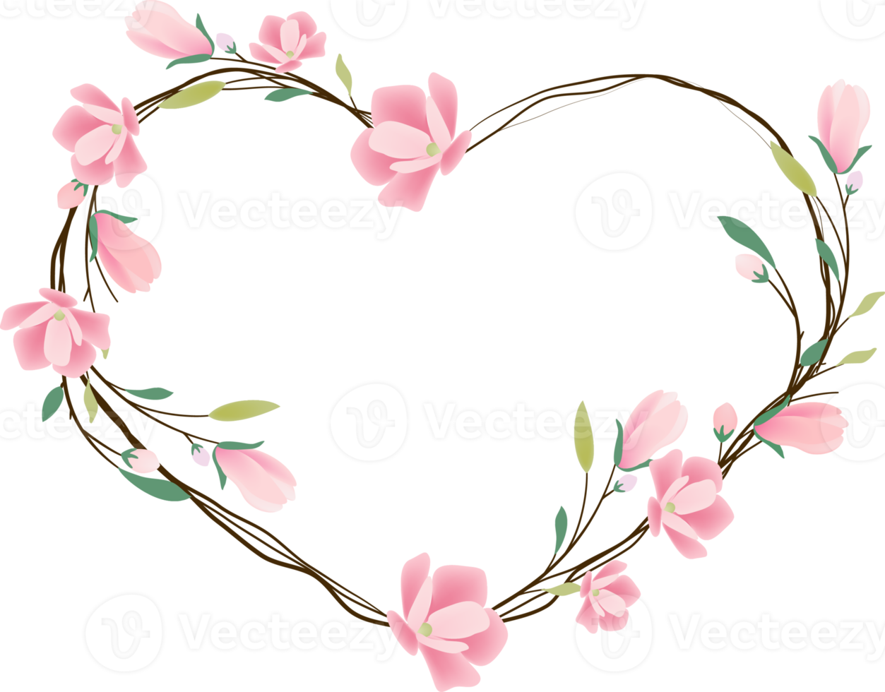 pink magnolia heart wreath frame for valentine banner 12716204 PNG