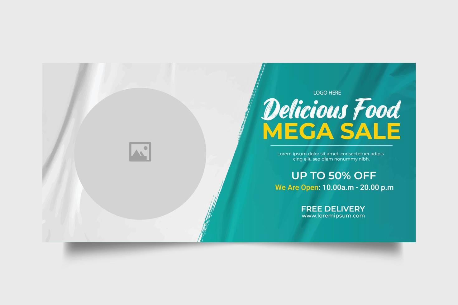 Luxury delicious food menu web banner template design vector