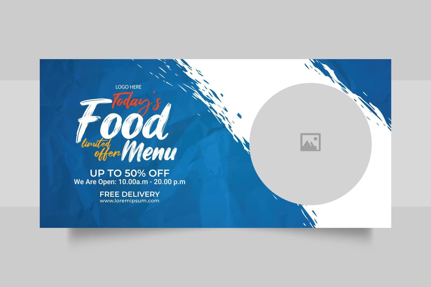 Luxury delicious food menu web banner template design vector