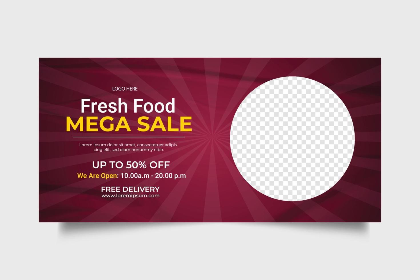 Luxury delicious food menu web banner template design vector