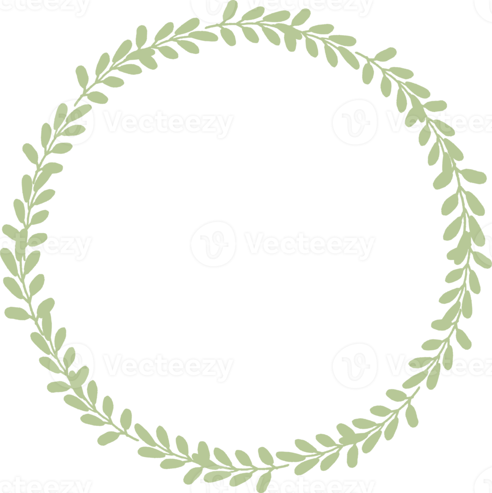 green leaves circle wreath frame flat style png