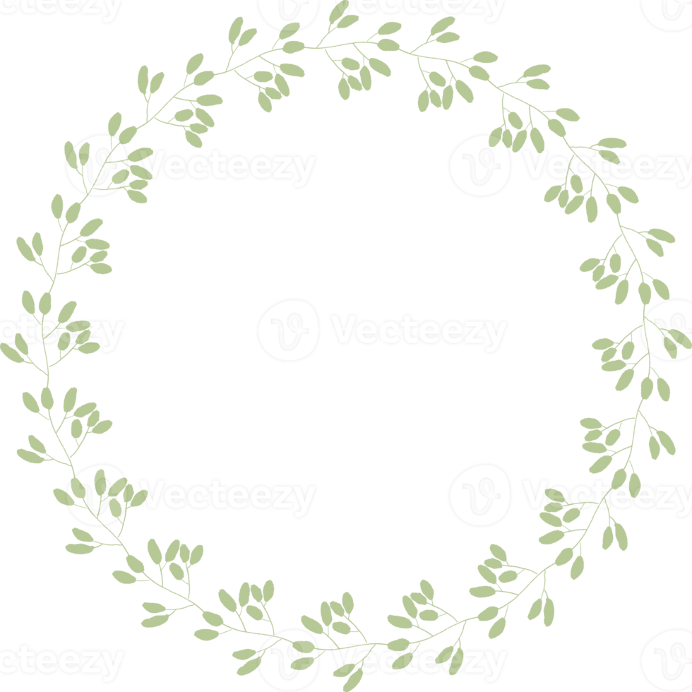 green leaves circle wreath frame flat style png