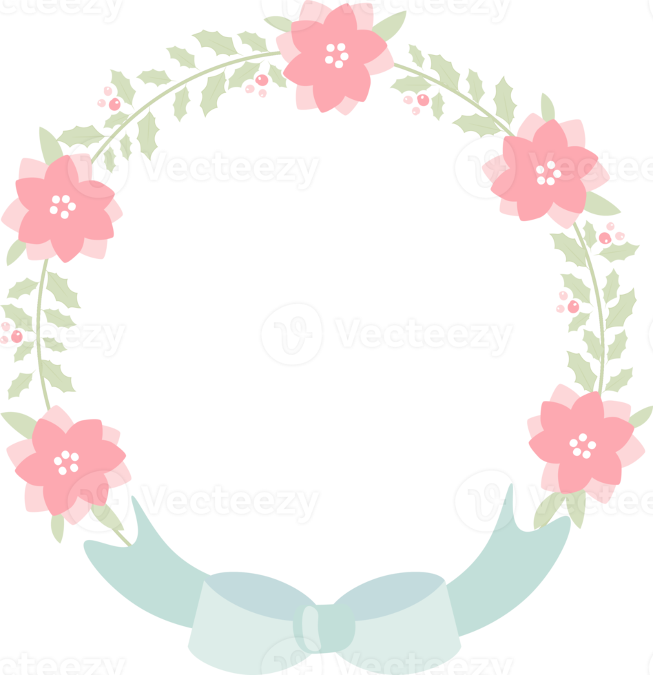 minimal sweet pastel wreath flowers frame png