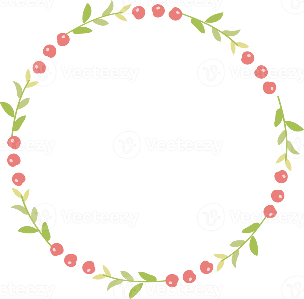 pink pastel daisy spring wreath doodle flat style png