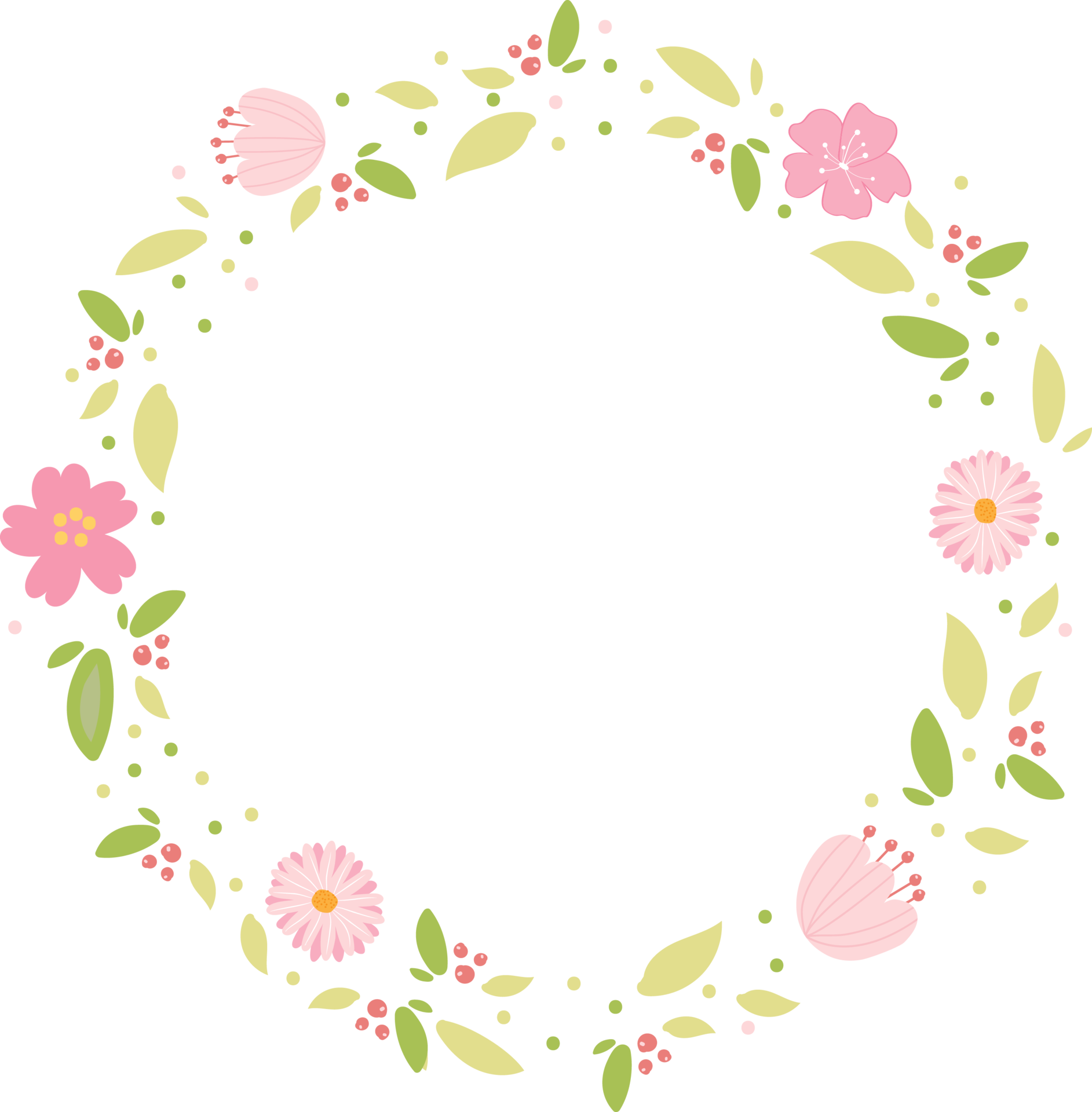 pink pastel daisy spring wreath doodle flat style 12716264 PNG