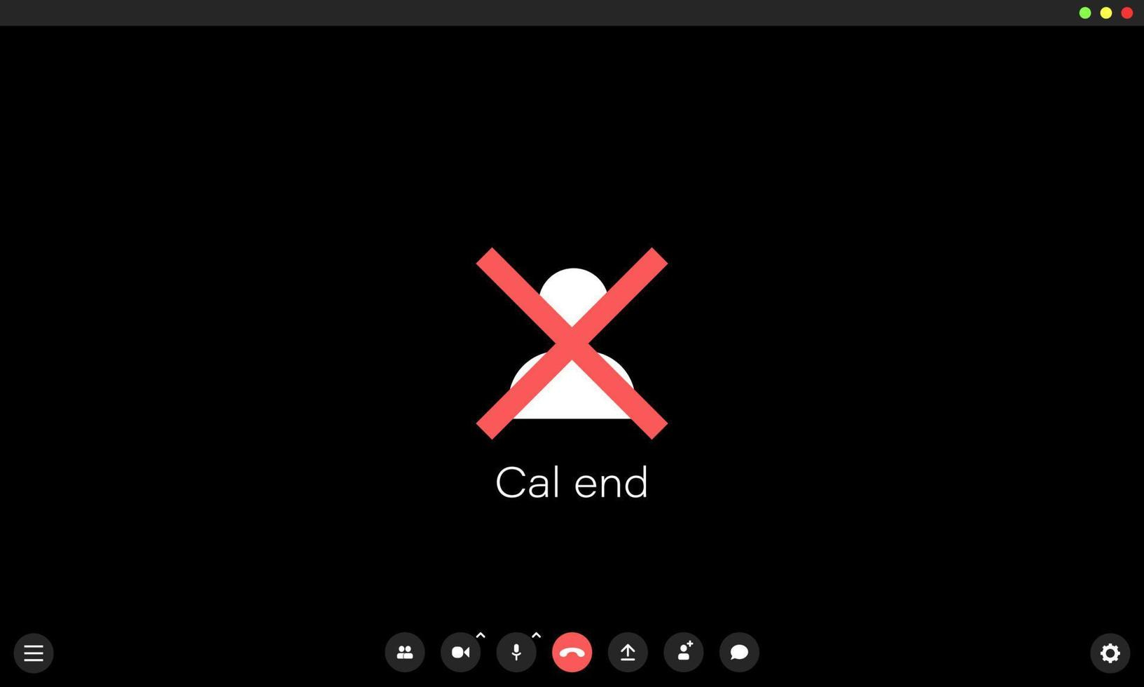 Video conference. Call end. Conception of video conference. Mockup of online call vector