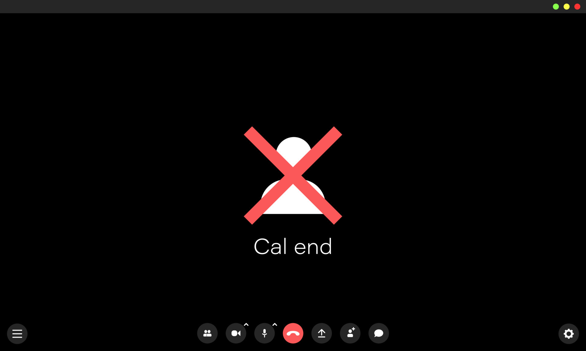 Video conference. Call end. Conception of video conference. Mockup of