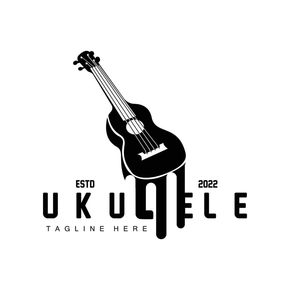 diseño de logotipo de música de ukelele minimalista, vector de guitarra de ukelele. diseño de logotipo de ukelele