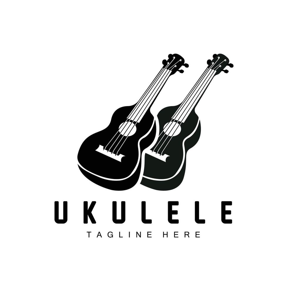 diseño de logotipo de música de ukelele minimalista, vector de guitarra de ukelele. diseño de logotipo de ukelele