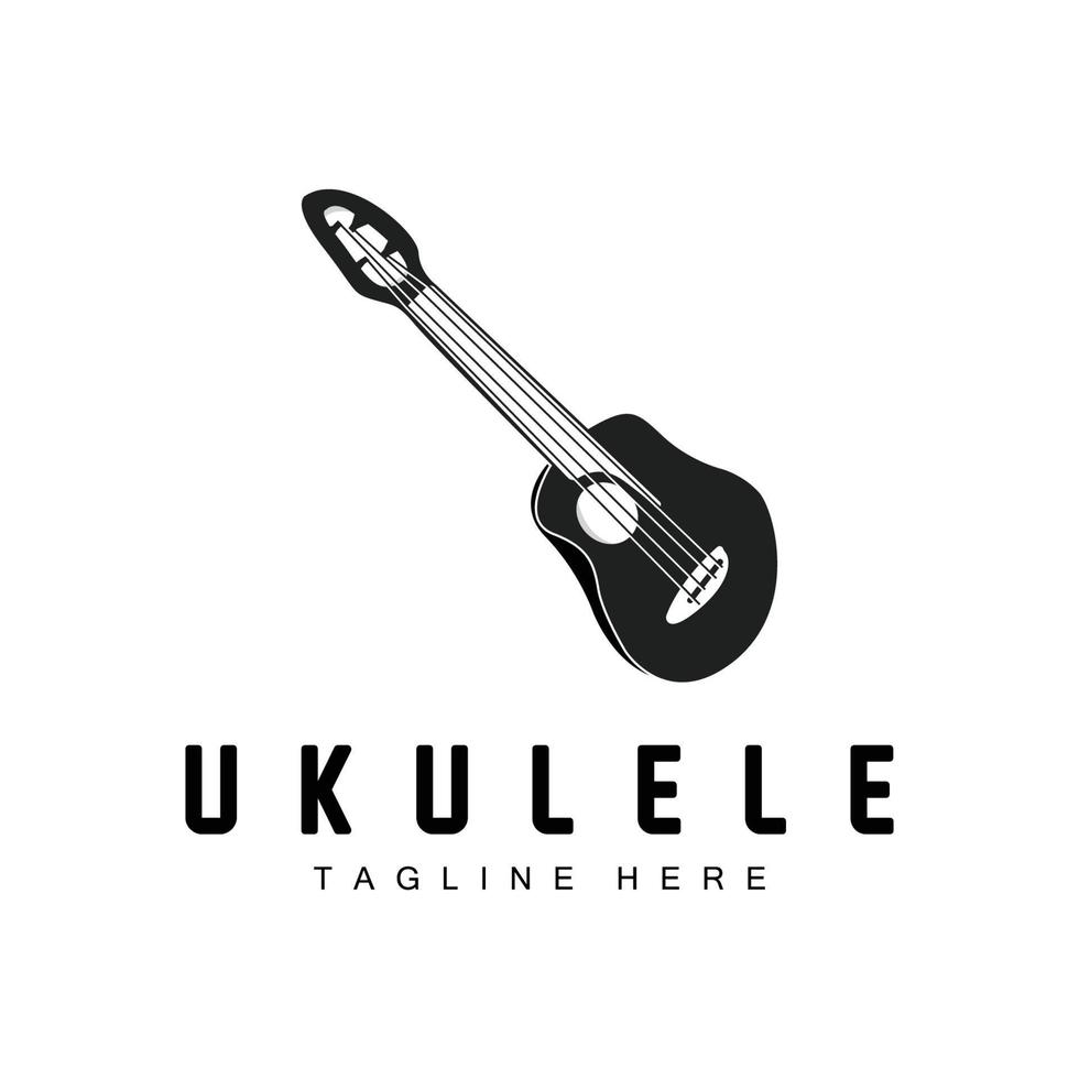 diseño de logotipo de música de ukelele minimalista, vector de guitarra de ukelele. diseño de logotipo de ukelele