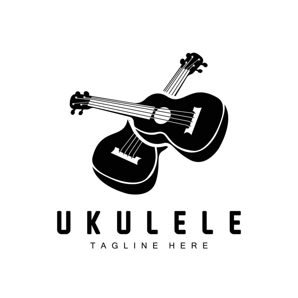 diseño de logotipo de música de ukelele minimalista, vector de guitarra de ukelele. diseño de logotipo de ukelele