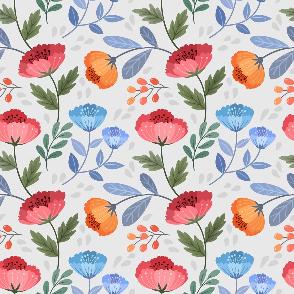 Colorful hand draw flowers seamless pattern for fabric textile wallpaper. vector