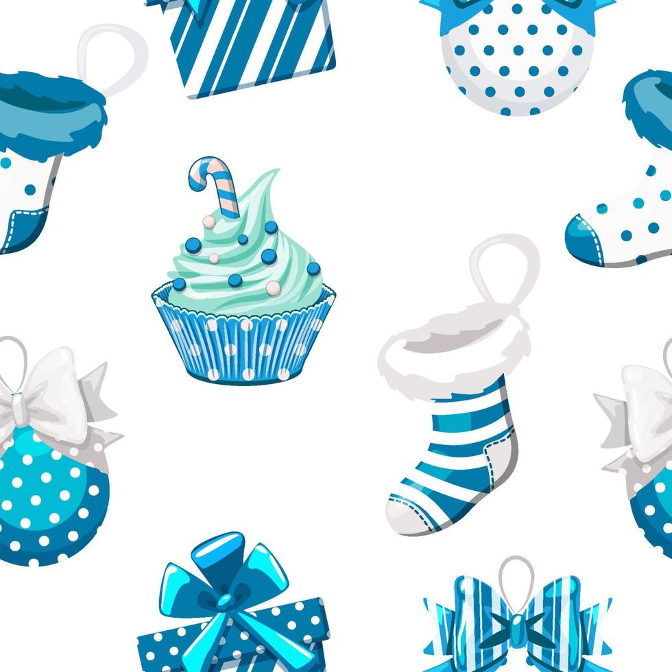 Blue seamless pattern for wrapping gifts for Christmas. vector