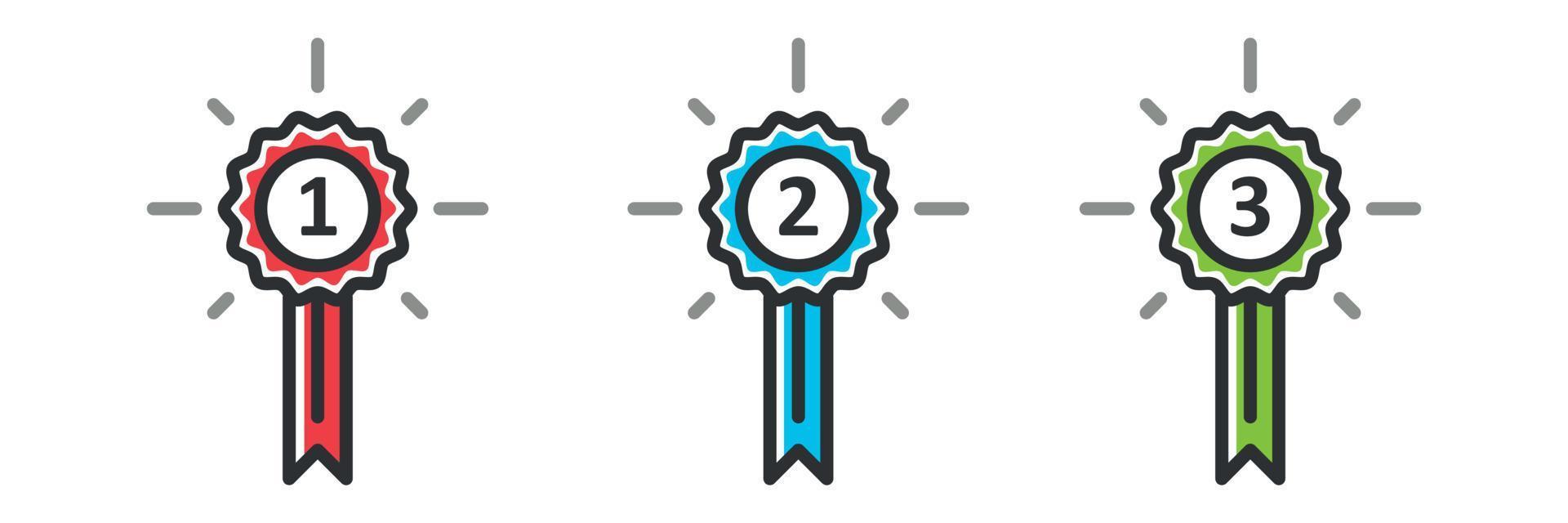 Set icons of medal. Award winner badge. Winning prize symbol.  Editable vector isolated on a white background