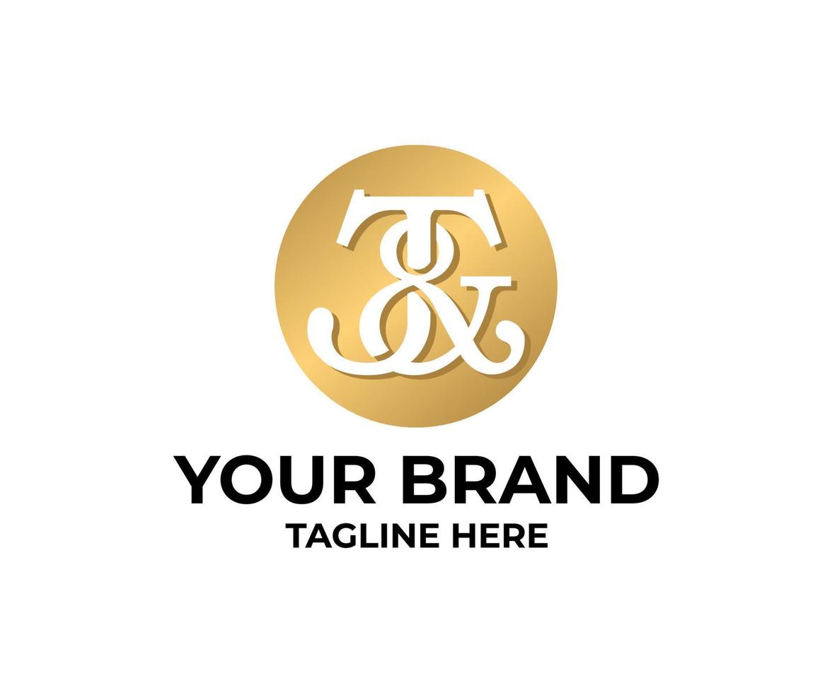initial J and T Luxury logo with gold concept vector