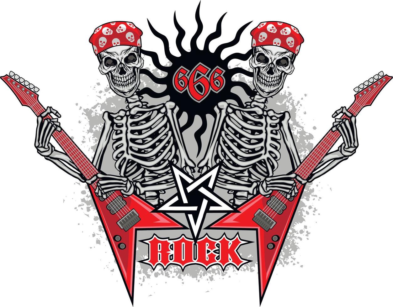 skeletons with guitars, grunge vintage design t shirts vector