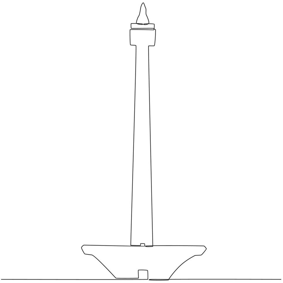National Monument Landmark of Jakarta, Monas Monument Continuous Line Drawing vector