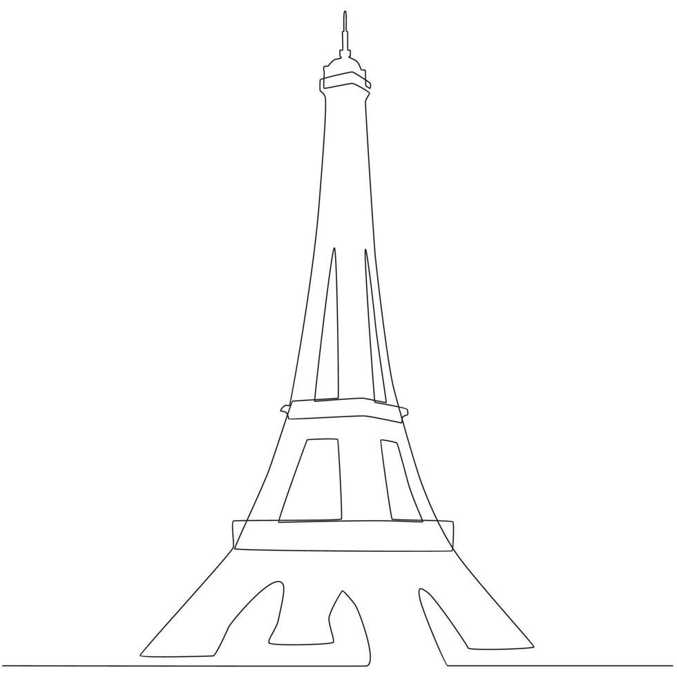 Eiffel Tower Continuous Line Drawing, Minimalist Drawing Eiffel Tower vector