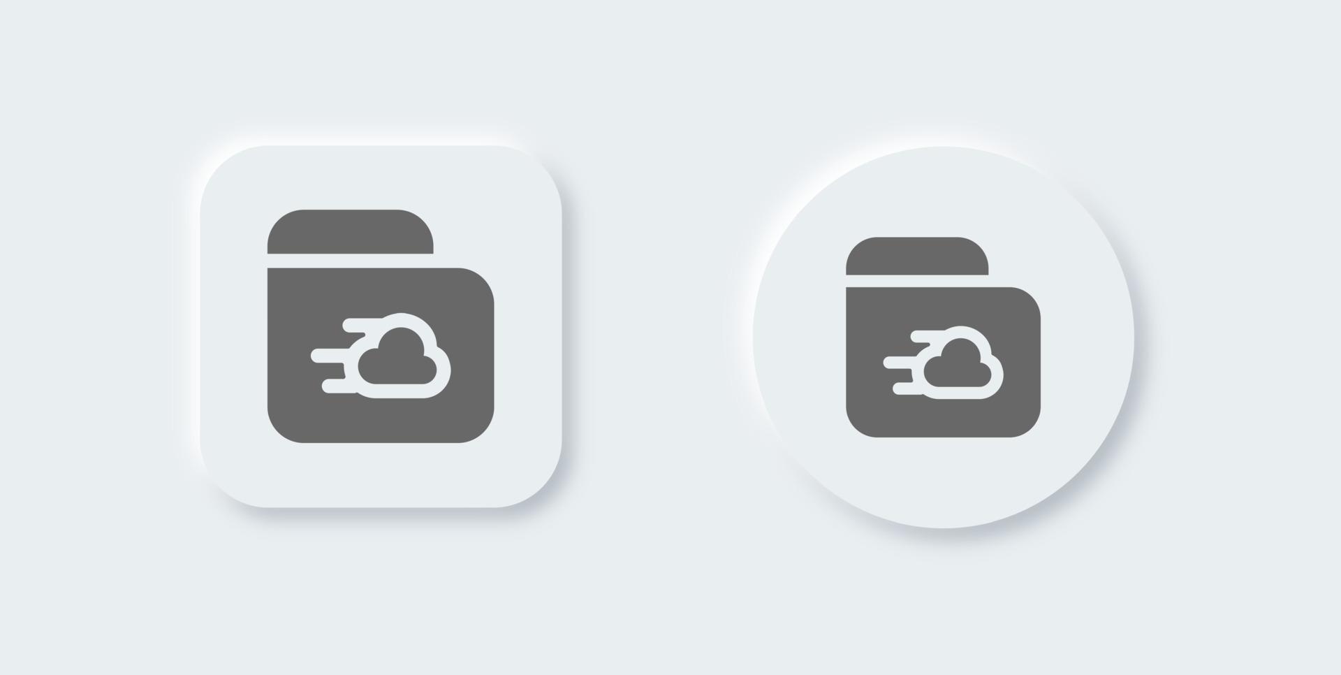 Cloud storage solid icon in neomorphic design style. Network database signs vector illustration.
