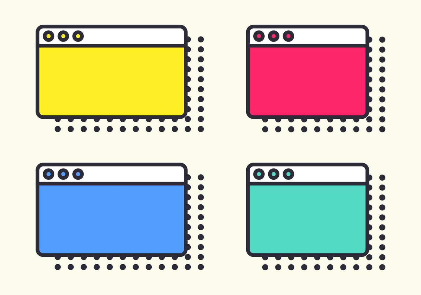 Web browser pop up vector illustration set. Browser hand drawn outline doodle icon. Computer interface, internet and web search, error concept.